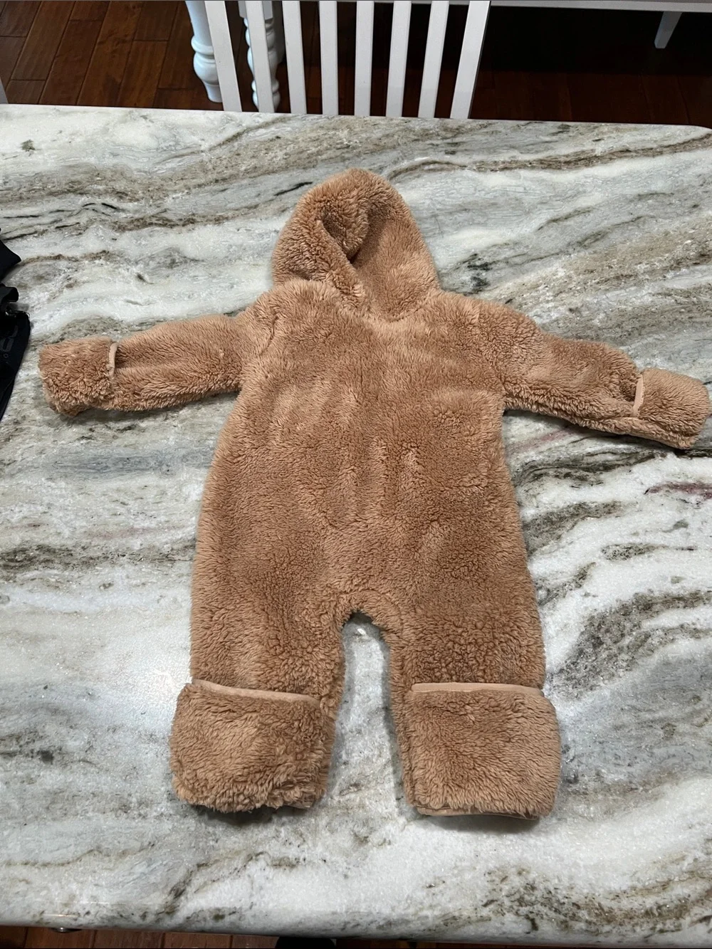 Nike Kids Brown Plush Hooded One-Piece Footie